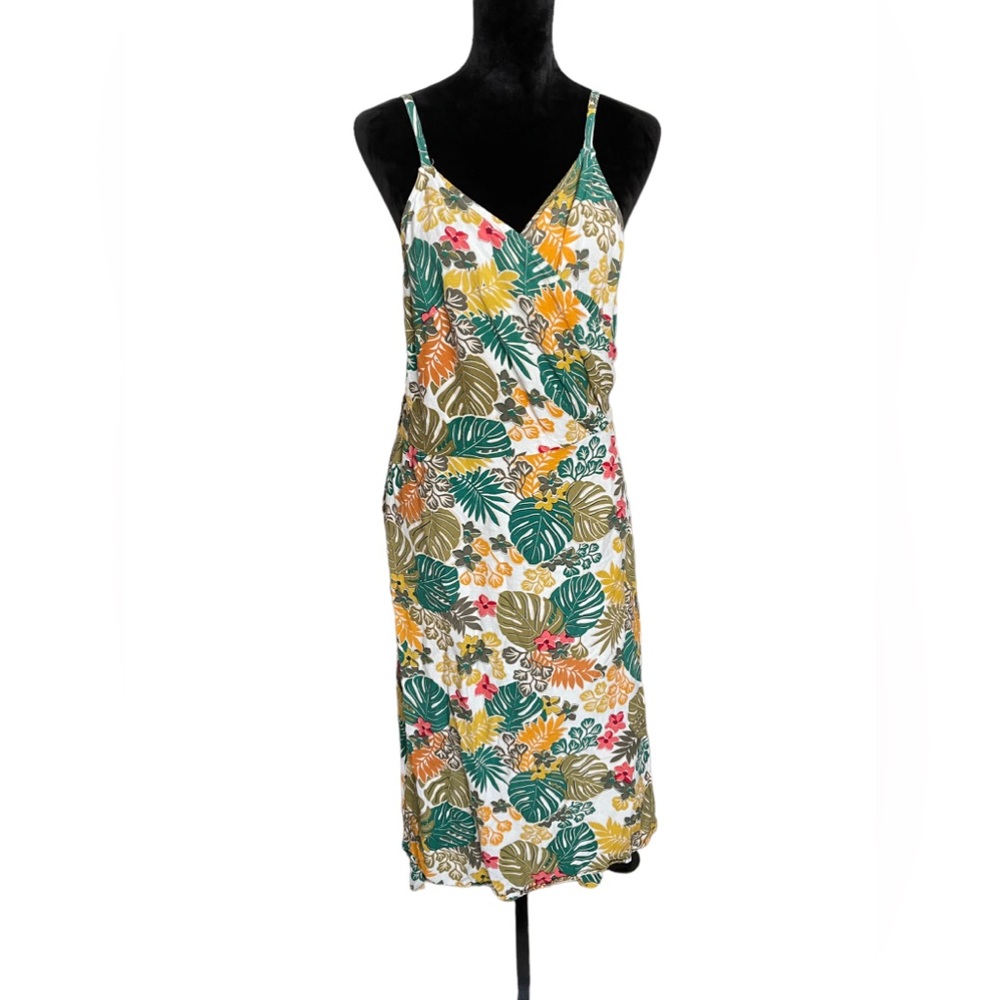 Loft Beach Womens Midi Dress Floral Linen Blend Sundress Size 18